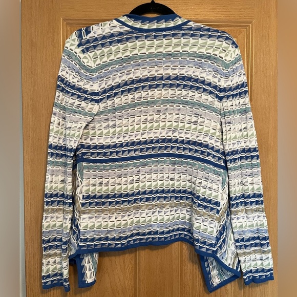 Nic +Zoe Prism Blue White Stripe Drapey
Cardigan Sweater - Picture 9 of 10